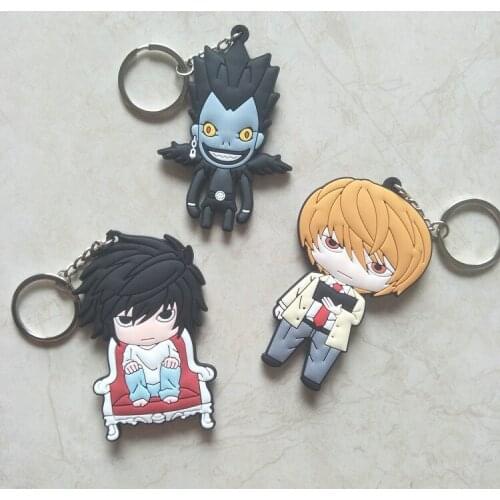 Anime Death Note keychain Yagami Light Mikami Teru Ryuuku novelty personalized Pendant jewelry PVC key chain cute fun cartoon