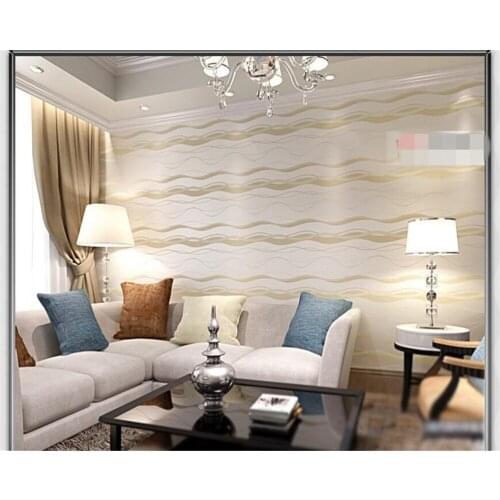 Beibehang Simple modern long fiber non woven fabric wallpaper water ripple curve striped TV background walls paper living room