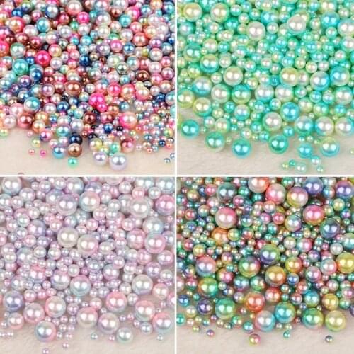 No Hole Mix Rainbow Color Round 4/6/8/10mm ABS Imitation Pearl Beads Loose Beads Diy Jewelry Necklace Making for women 50-500PCS