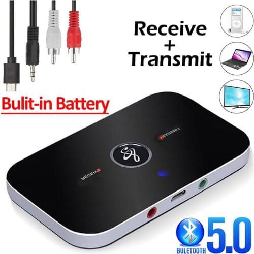 Bluetooth 5.0 Audio Receiver Transmitter 300Mah Battery 3.5mm AUX Jack Stereo Music Wireless Adapters For TV Car PC Headphone