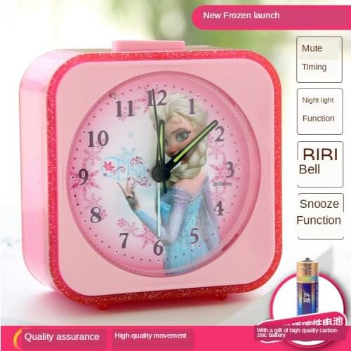 2021 Disney alarm clock creative simple and cute student bedside bedroom small alarm clock mute childrens cartoon clock