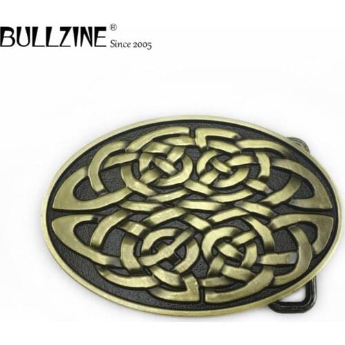 Bullzine western celtic knot jeans gift belt buckle with antique brass finish FP-03509-1 for 4cm width belt drop shipping