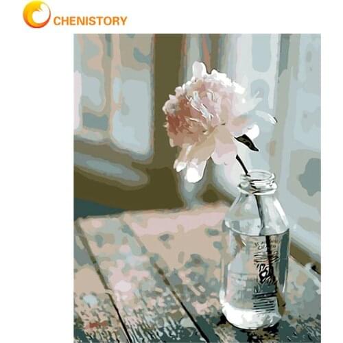 CHENISTORY DIY Oil Painting By Numbers Kit For Adults Handmade Unique Gift Flower In Bottle Oil Picture By Number Home Decor Art