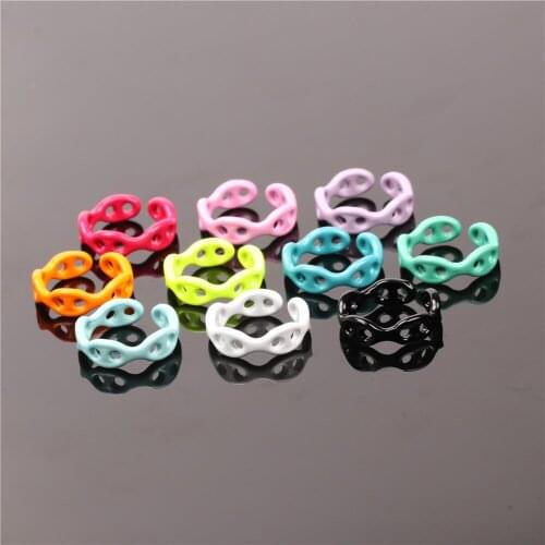 EYIKA INS Creative Hand Painted Candy Color Enamel Hollow Geometric Adjustable Rings Copper Metal Anillo Women Party Jewelry