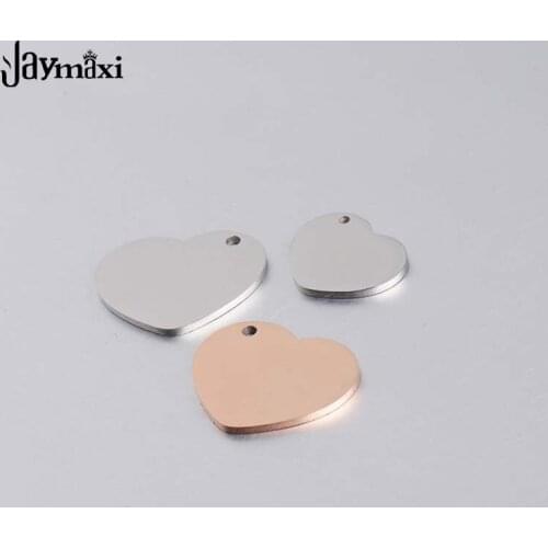Jaymaxi Heart Stainless Steel Mirror Polished Engraved Love Pendant DIY Accessories Jewelry Findings 20Pieces/lot