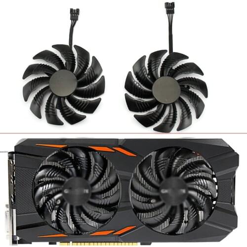 2PCS NEW Fan T129215SU PLD09210S12HH DIY 4pin For GIGABYTE GTX 1050 1060 GV-RX570 580 AORUS RX 470 480 R9 380X Video Card Fan