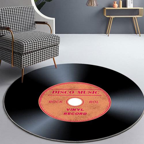 Vinyl CD Print Round Rug Bedroom Living Room Carpet Room Decor Bath Mats Coffee Table Carpet Washable Mat Computer Chair Mat Rug