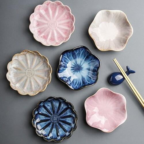 Petal Ceramic Side Small Sauce Dish Exquisite Porcelain Flower Shaped Plate Butter Mustard Sushi Vinegar Soy Seasoning Dishes