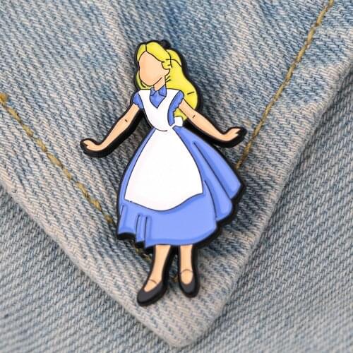 LT1172 Alice in Wonderland Cute Enamel Pin Movie Brooches Bag Lapel Pin Cartoon Badges on Backpack Decoration Accessories Gift