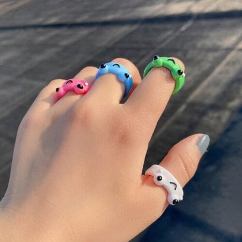 New Cute Frog Ring Resin Acrylic Rings For Women Girl Simple Animal Aesthetic Jewelry Friendship Rings For Men Trendy Animal
