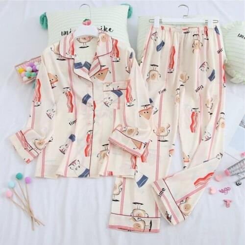 Pyjama Femme Sleepwear Women Set Pijama Mujer Sexy Home Clothes Long Sleeve Striped Silk Pajamas