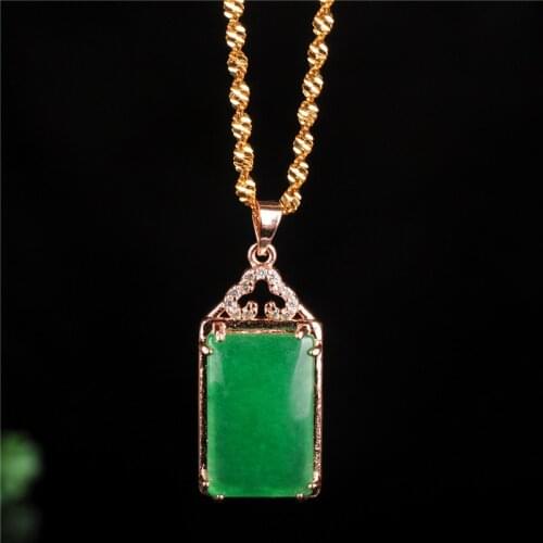 Natural Myanmar green jade pendant with 925 sterling silver rose gold pendants necklaces add chain jade jewelry jade necklace
