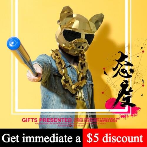 Pre-cut Golden Pig Mask Headgear Paper Model,Low Poly 3D Papercraft,Party Cosplay Prop,Handmade DIY Adult Craft Toy RTY167