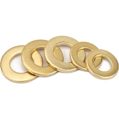 20-100pcs GB97 DIN125 Solid Brass Copper Gaskets M2 M2.5 M3 M4 M5 M6 M8 M10 M12 Flat Washer Plain Gasket Pad High Quality