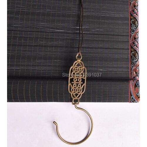 Retro Thai style Chinese Tea House bamboo curtain roller blinds 2pcs Copper hooks window roller shutter for indoor decoration