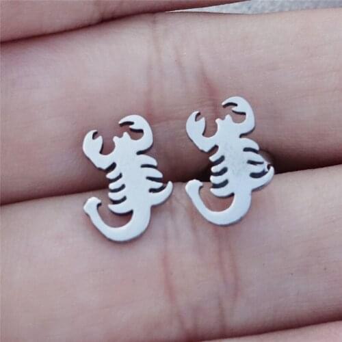 Stainless Steel Scorpions Stud Earrings Body Piercing Women Girls Fashion Lobster Jewelry 6 pairs/lot
