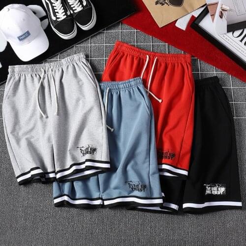 Solid Pattern Printed Shorts Men Sweat Cotton Casual Shorts for Men Knee Length Polyester Running Sport Shorts Clothing Black