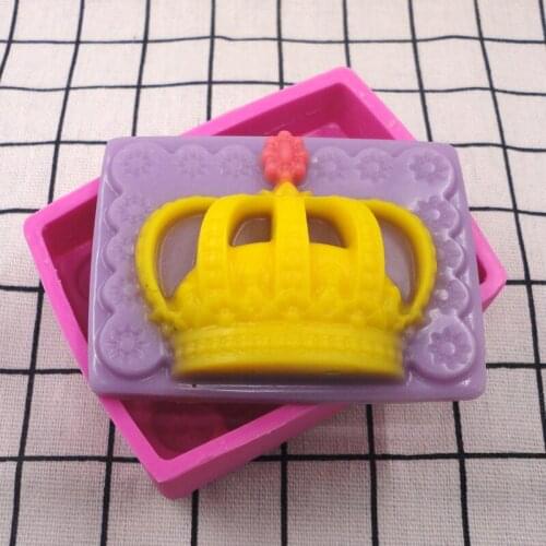 100% Handmade Crown Silicone Soap Mold 3D Square Soap Making Tools Purple Cube Resin Craft Decorating Moulds Supplies