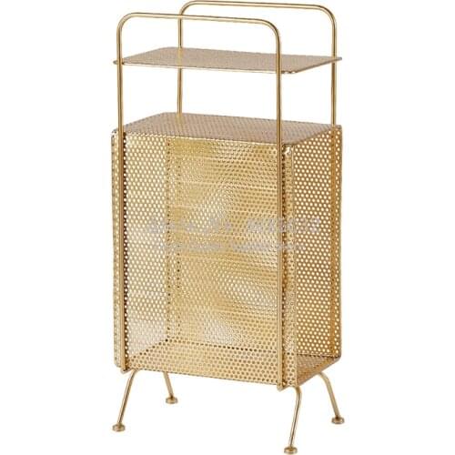 Nordic golden pink Iron Bedside Table Sofa Side Cabinet Corner Metal Shelf, Floor Magazine Storage Holders & Racks