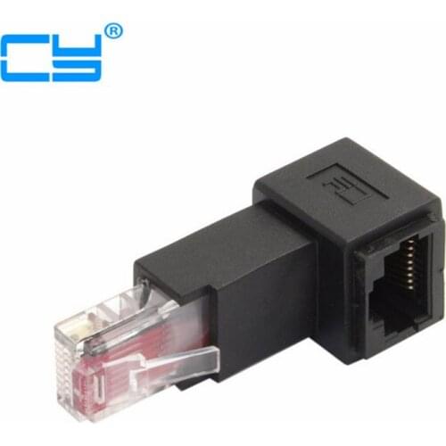Up Angled 90 Degree 8P8C FTP STP UTP Cat 5e Male to Female Lan Ethernet Network Extension Adapter
