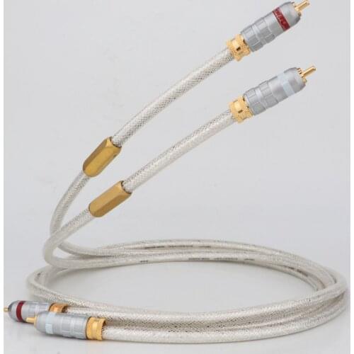Preffair High End QED Signature 6N OCC Silver-plated Hifi RCA Audio Cable with Gold Plated R1707 RCA Plug Connector