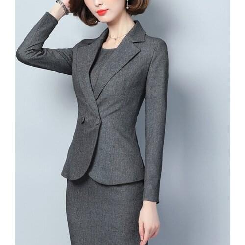Ol Ladies Office Uniform Designs Dresses Elegant Women Blazers 2019 Interview Suits Ladies Workwear Business Suits Dress DD2031