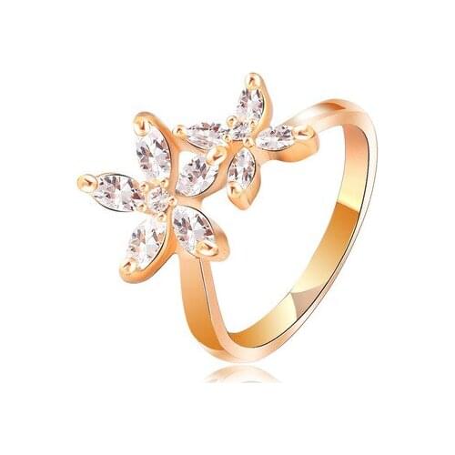 Kuniu plant flower finger ring for women crystal metal material exquisite lovely style friend lover gifts lover new year gifts