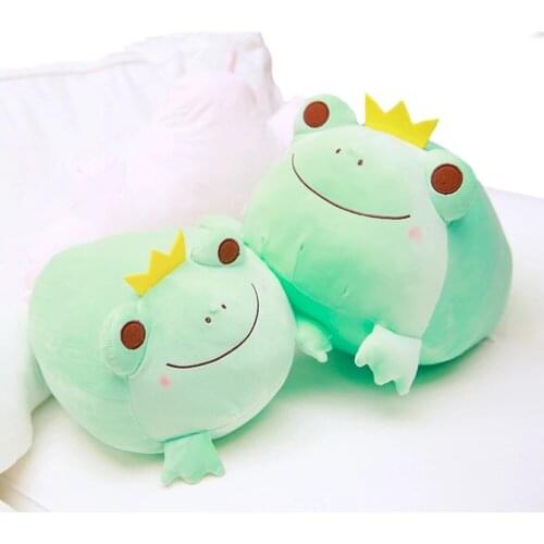 1PC 35CM Cute The Crown Frog Plush Pillow Stuffed Down Cotton Kids Toys Kawaii Smile Frog Dolls For Children Birthday Gift