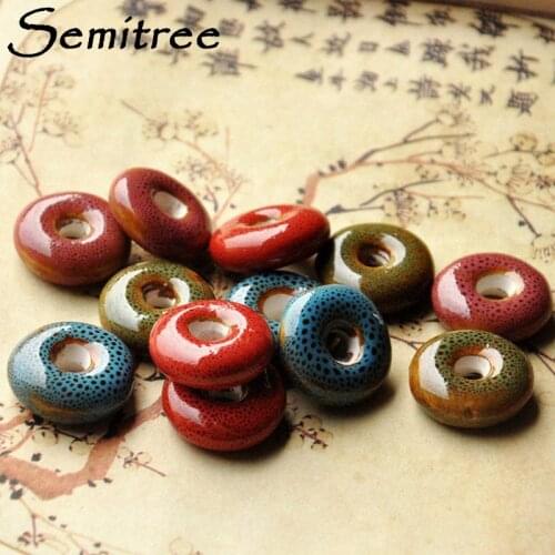 10Pcs/Lot Big Hole Size 5mm Ceramic Beads Dia. 20mm Spacer Beads DIY Woven Bracelet Necklace Jewelry Making Materials Supplies