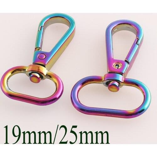 10 PCS Trigger snap19MM/25MM Rainbow Lobster Swivel Clasps Hook Claws Bag key ring jewelry setting bag finding