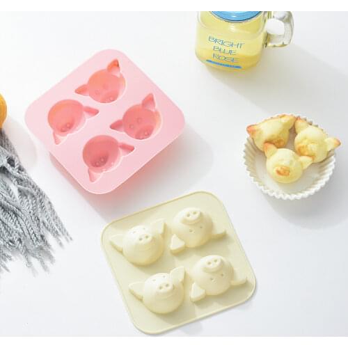 4 cavity cute pig silicone cake mould DIY chocolate bread pastry handmade soap mould soft candy cake decoration baking tools