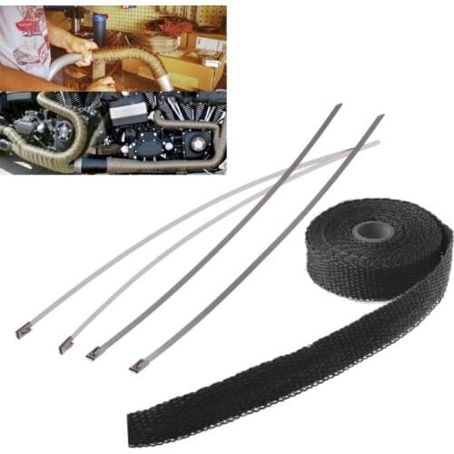 5M Car Motorcycle Turbo Manifold Heat Exhaust Wrap Tape Thermal Stainless Ties E7CA