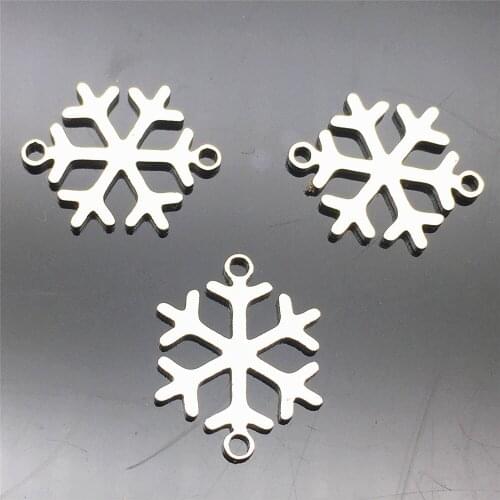 6Pcs 14*17mm Stainless Steel Connectors Christmas Snowflakes Connector Diy Earrings Jewelry Making Handmade Finding