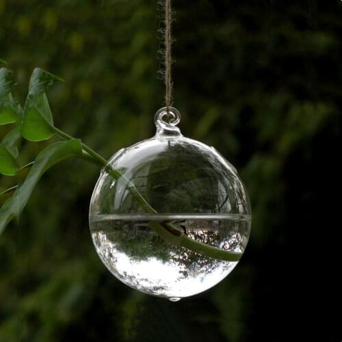 8pcs/pack Diameter=15cm Middle Size Two Small Holes Glass Terrarium Vase Hanging Globe Container Home Decorative Wedding Props