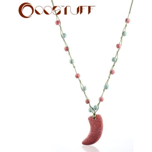 Bohemia Jewelry Womans Necklace Statement Necklaces & Pendants Color Nature Lava Stone Beads pendant Jewellery Chokers 2021 New