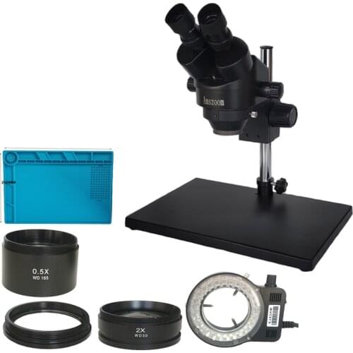 Big table stand +3.5X-90X Binocular stereo microscope+ 56 adjustable led lamp light with 0.5X 2.0X Objective lens phone repair