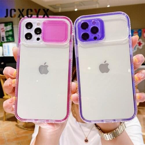 Armor Full Protection Push Window Phone Case For iPhone 12 11 Pro Max XS XR X 8 7 PLUS SE 2020 Shockproof CLear Soft Back Cover