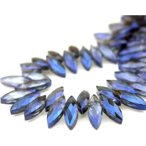 10pcs Horse Eye Crystal Beads Oval Blue Plated Crystal Glass Beads Pendant , Charm Crystal Beads Decoration,Free Shipping