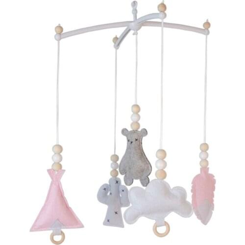 Baby Nordic Wood Beads Wind Chimes Crib Bed Bell Mobile Rattles Room Hanging Toy K1KC