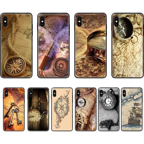 For iPhone 11 12 Pro XS Max X 8 7 6s Plus 5 SE 11 12 XR SE 2020 Map Anchor Not All Who Wonder Are Lost Black Soft TPU