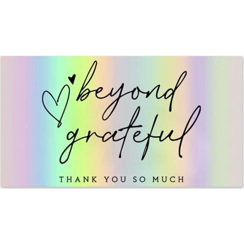 50pcs Rainbow Laser Thank You Cards 9*5cm Small Business Decor Card for Wedding,Baby Shower,Birthday Gift, Flower Shop note card