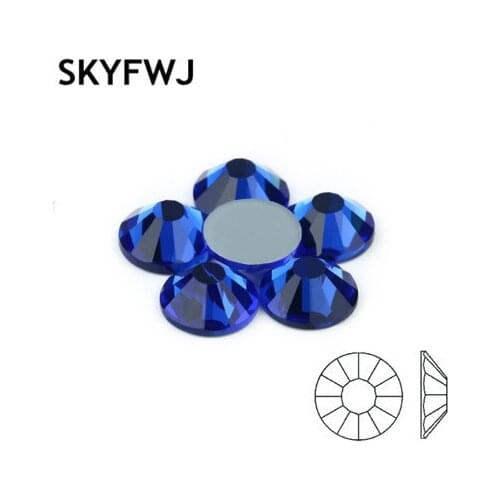 Cobalt Color HotFix Rhinestones ss6 8 10 12 16 20 30 Iron On Flatback Hot Fix Rhinestones Flat Back Crystals For Luxury Dress