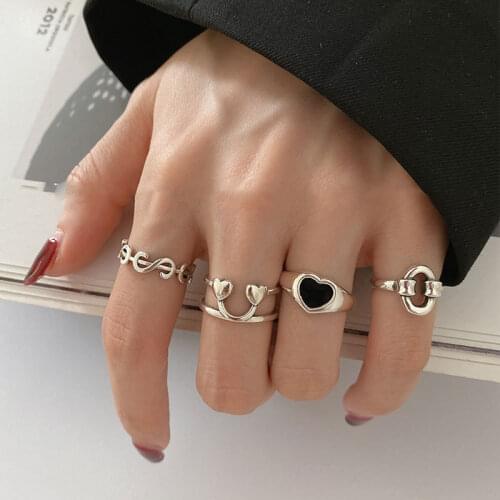 Todorova Retro Heart-Shaped Love Peach Dollar Smiley Ring Female Index Finger Tail Ring Women Trendy Minimalist Accessories Gift