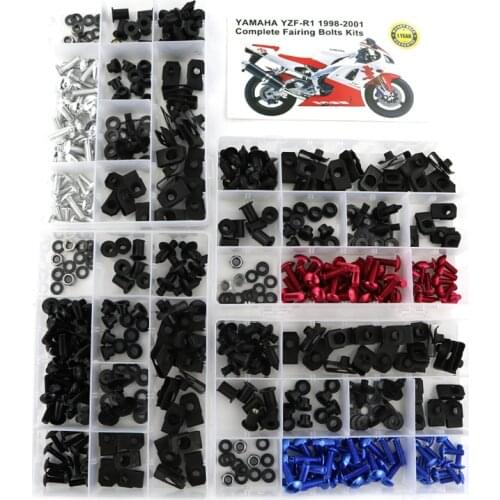 Fit For Yamaha YZF-R1 YZF R1 1998 1999 2000 2001 Motorcycle Complete Fairing Bolts Kit Bodywork Windscreen Screws Fairing Clips
