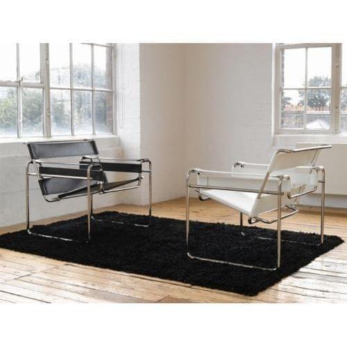 Armchair wassily white o black Marcel Breuer leather steel skin real design