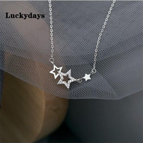 Luckydays New Zircon Hollow Star Pendent Necklace For Women Girls Party Wedding 2021 Jewelry Choker