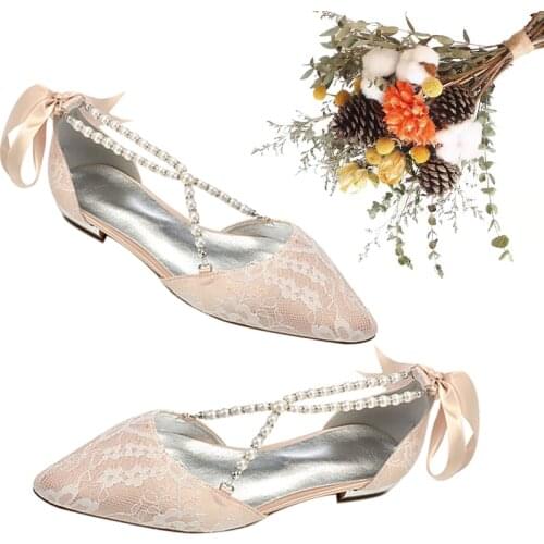 MarHermoso Womens Elegant Ribbon Tie Up Ballerinas Cross Strap Ballet Flats For Bride