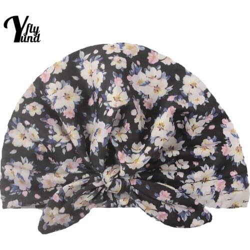 Yundfly Fashion Print Bunny Ears Baby Turban Hat Cute Handmade Knotted Newborn Beanie Caps Hair Accessories Photography Props