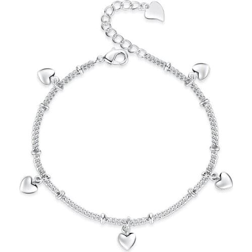 20pcs/lot Wholesale Fashion Love pendant Silver Bracelets for women or girl