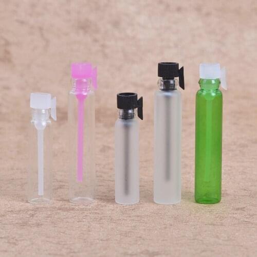 MUB - 100pcs 1ml Mini Glass Frosted Small Sample Perfume Bottle Empty Laboratory Liquid Fragrance Test Tube Trial Bottle